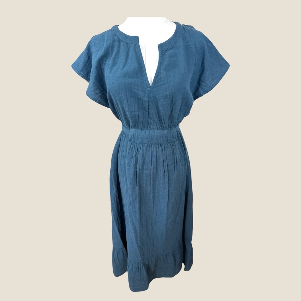 Shore NWT SZ Medium Coastal Blue Guaze cotton belted Midi Dress